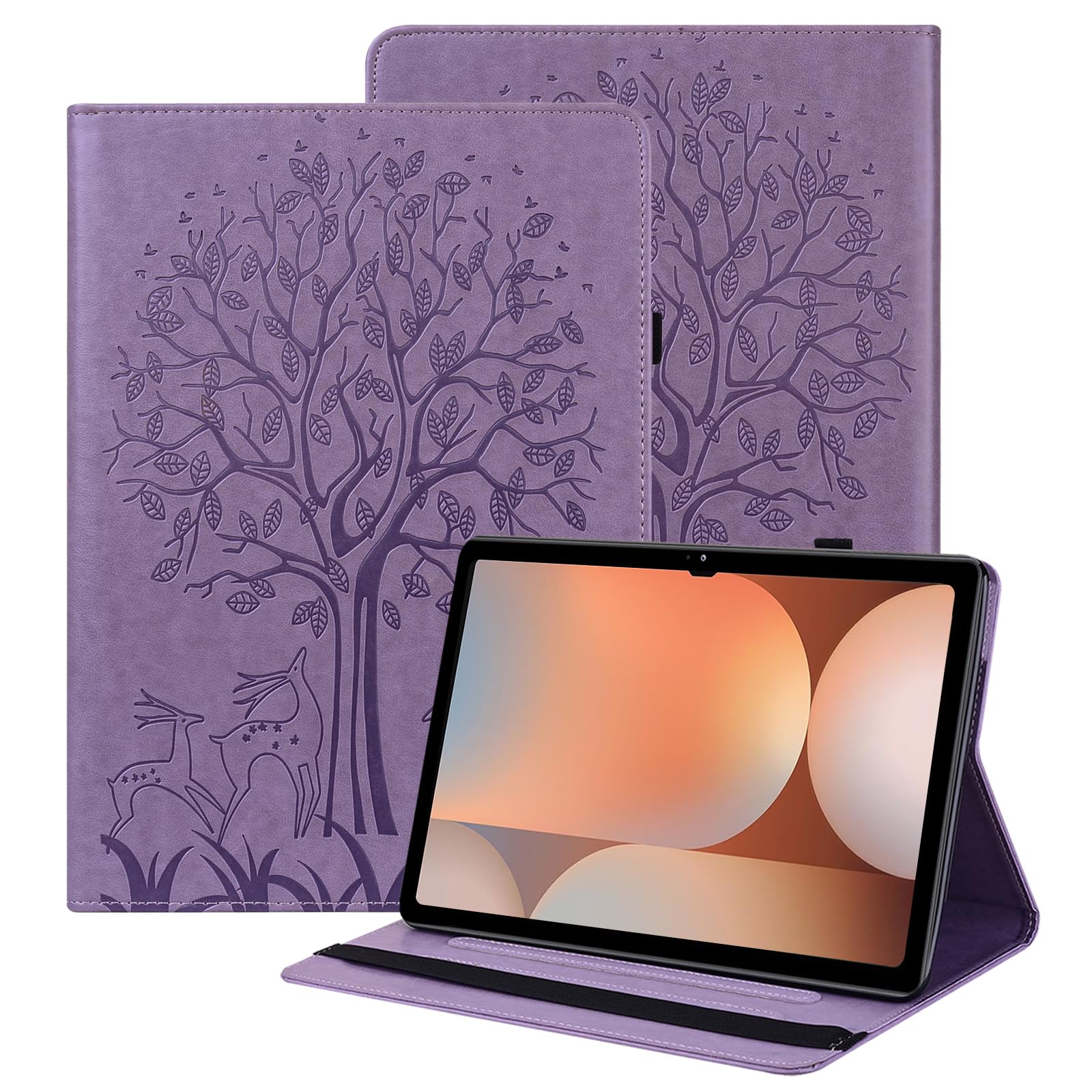 BOLELAW Hülle für Samsung Galaxy Tab A 10,1 2016 (SM-T580/SM-T585) mit Stift und Stifthalter, Kartenschlitz Standfunktion Flip Fashion Schutzhülle für Samsung Galaxy Tab A6 Tablet Hülle, Lila