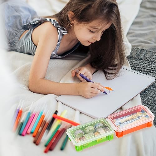 Miniatura 5 de Hiceeden Paquete de 12 cajas de almacenamiento pequeñas de plástico con tapa, 5.3 x 3 x 2 pulgadas, apilables, con pestillo transparente, contenedor