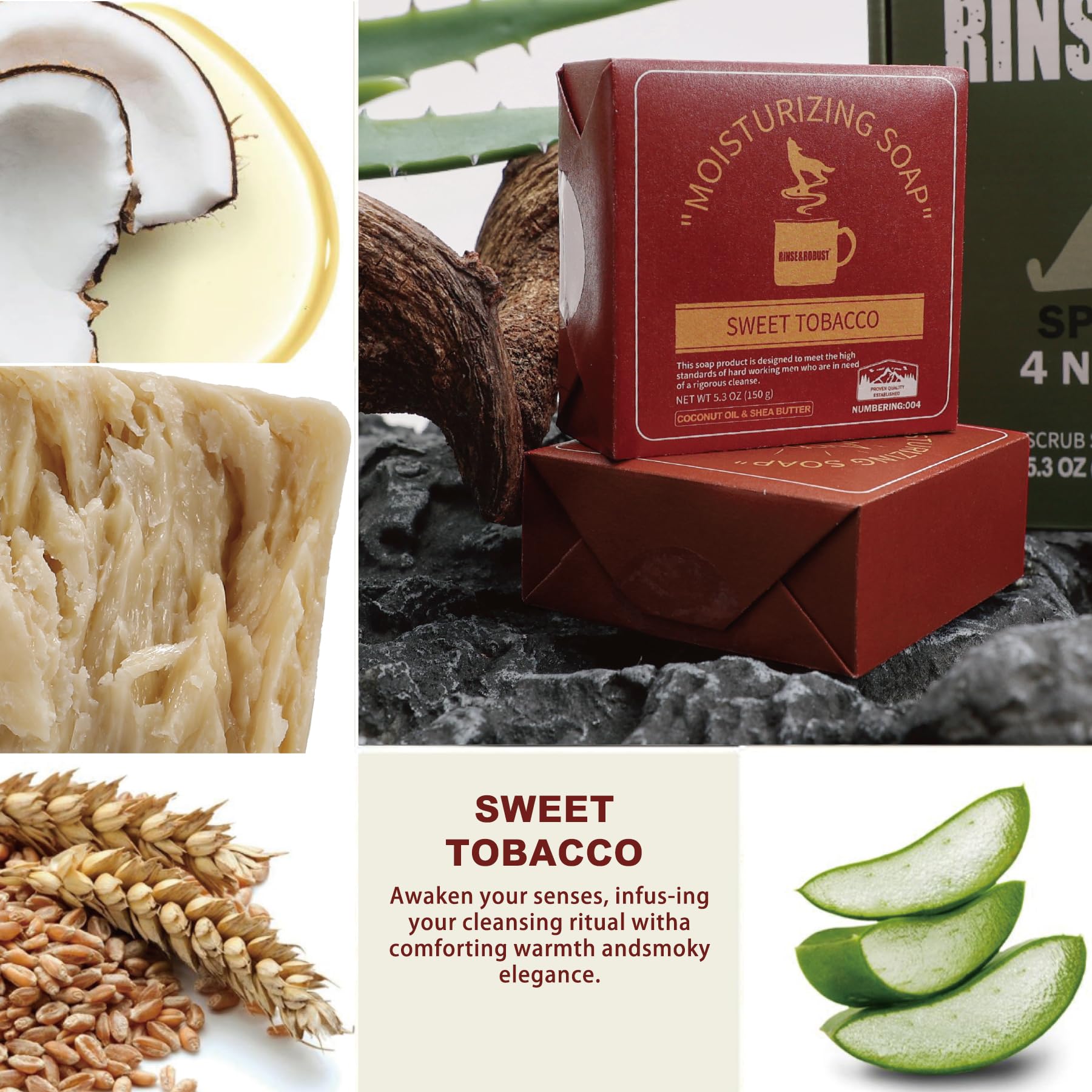 Rinse & Robust Natural Exfoliating Bar Soap for Men