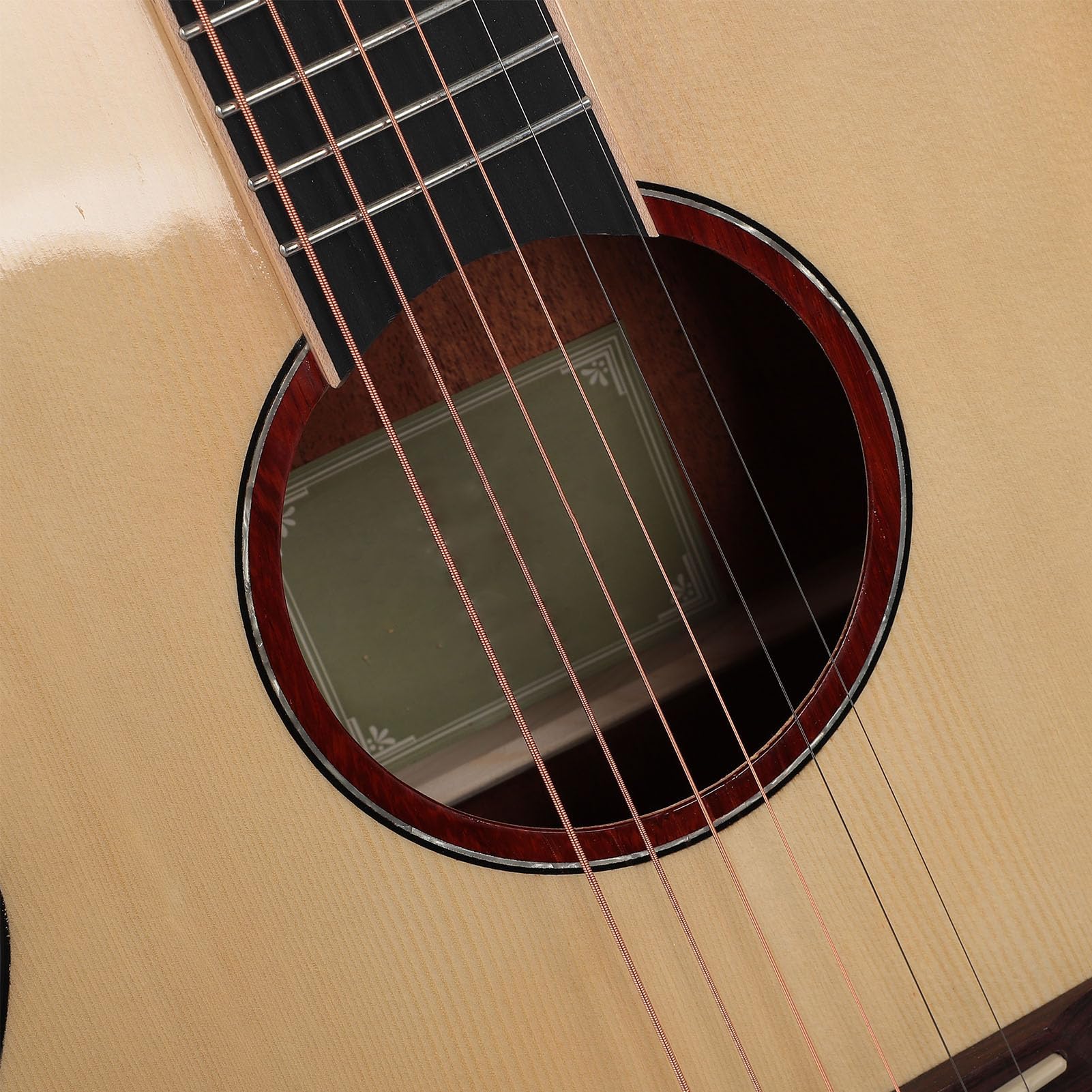 Folk Acoustic Gitarre Set, Hölzerne Folk -Akustikgitarren -Set 36in für Kinder und Erwachsene, Mahagoni -Hals und Dunkle Fichte Holz, Jakobsmuschel X -Verspannung, Gig -Tasche