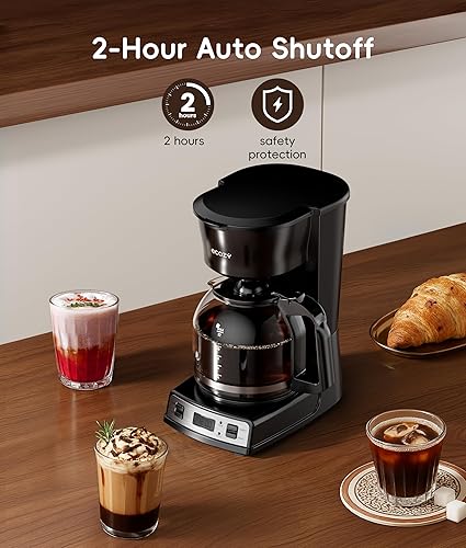 Miniatura 3 de ecozy Cafetera programable de 12 tazas con molinillo de café eléctrico, cafetera de goteo con función de pausa y vertido, apagado automático,