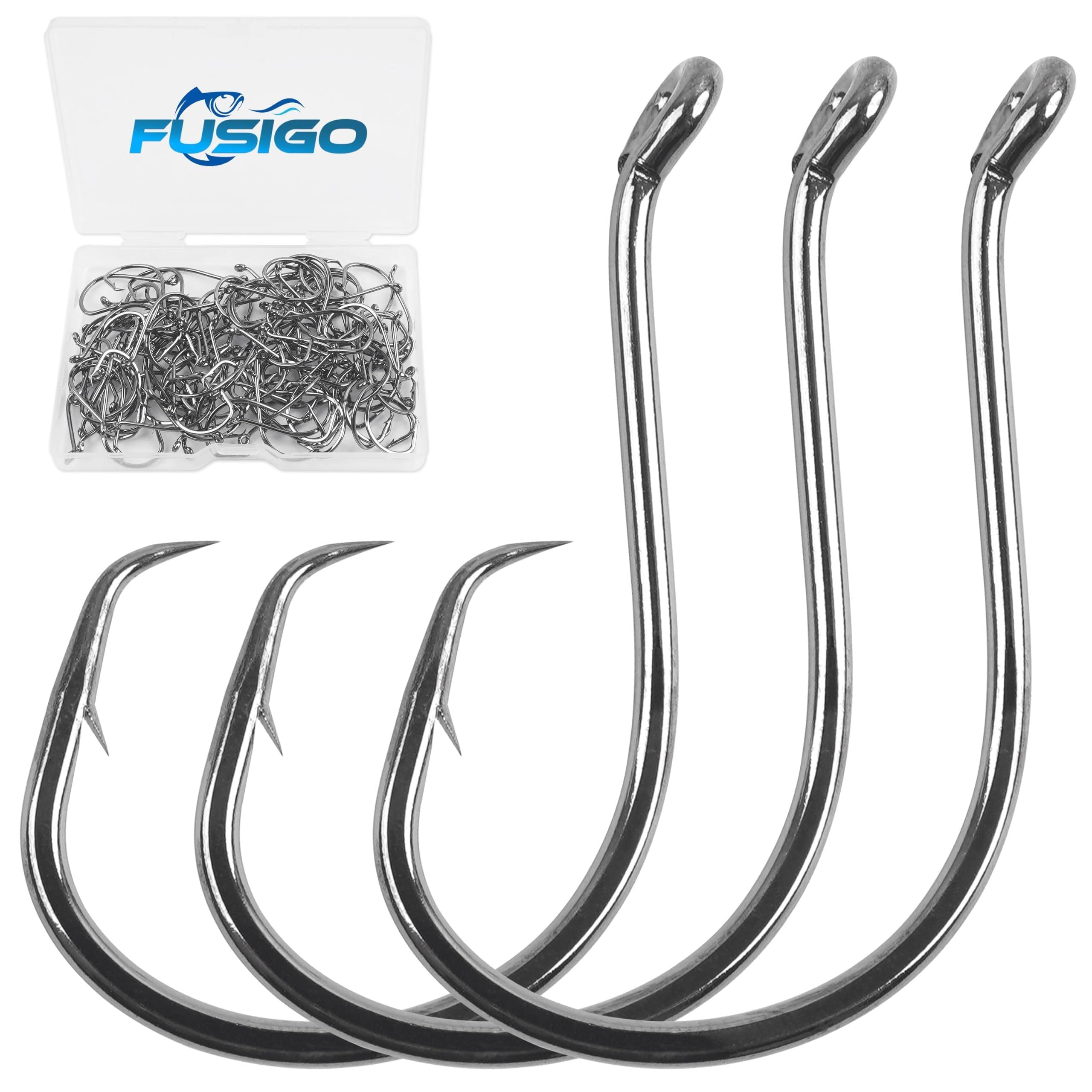 Ganci circolari per pesce gatto in acqua salata, 110 pezzi, ganci circolari offset per polipo, ganci da pesca in linea, 2 ganci circolari per acqua salata, attrezzatura per la pesca al gatto, taglia 8