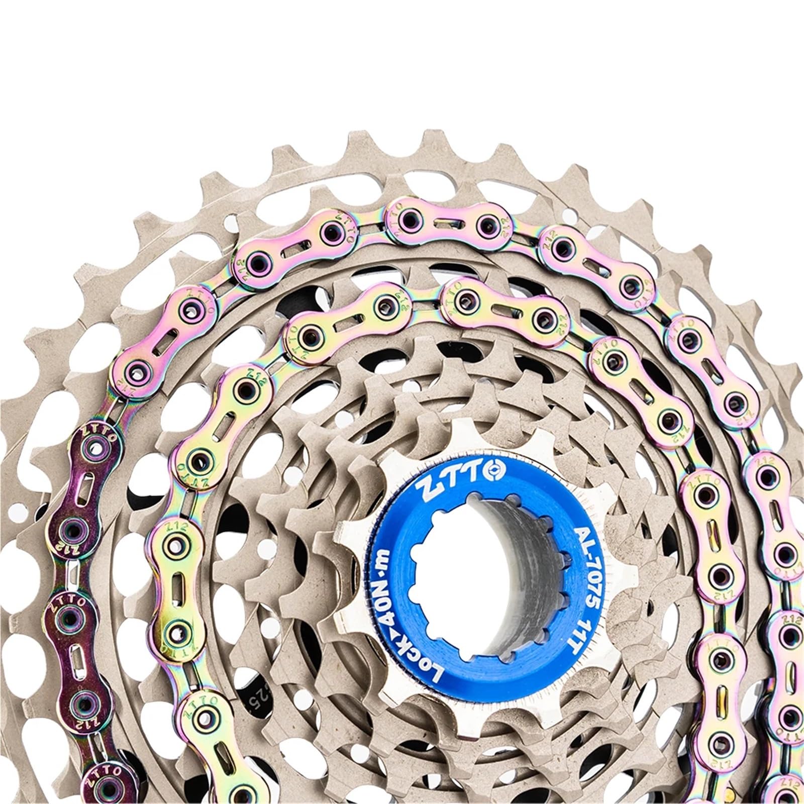 12-Gang-Kette for Mountainbike und Rennrad, 12 V, Missing Link Fahrrad, 12S Power Lock, 126 Glieder for K7-System Kompatibel mit Rennrad(Rainbow-SL)