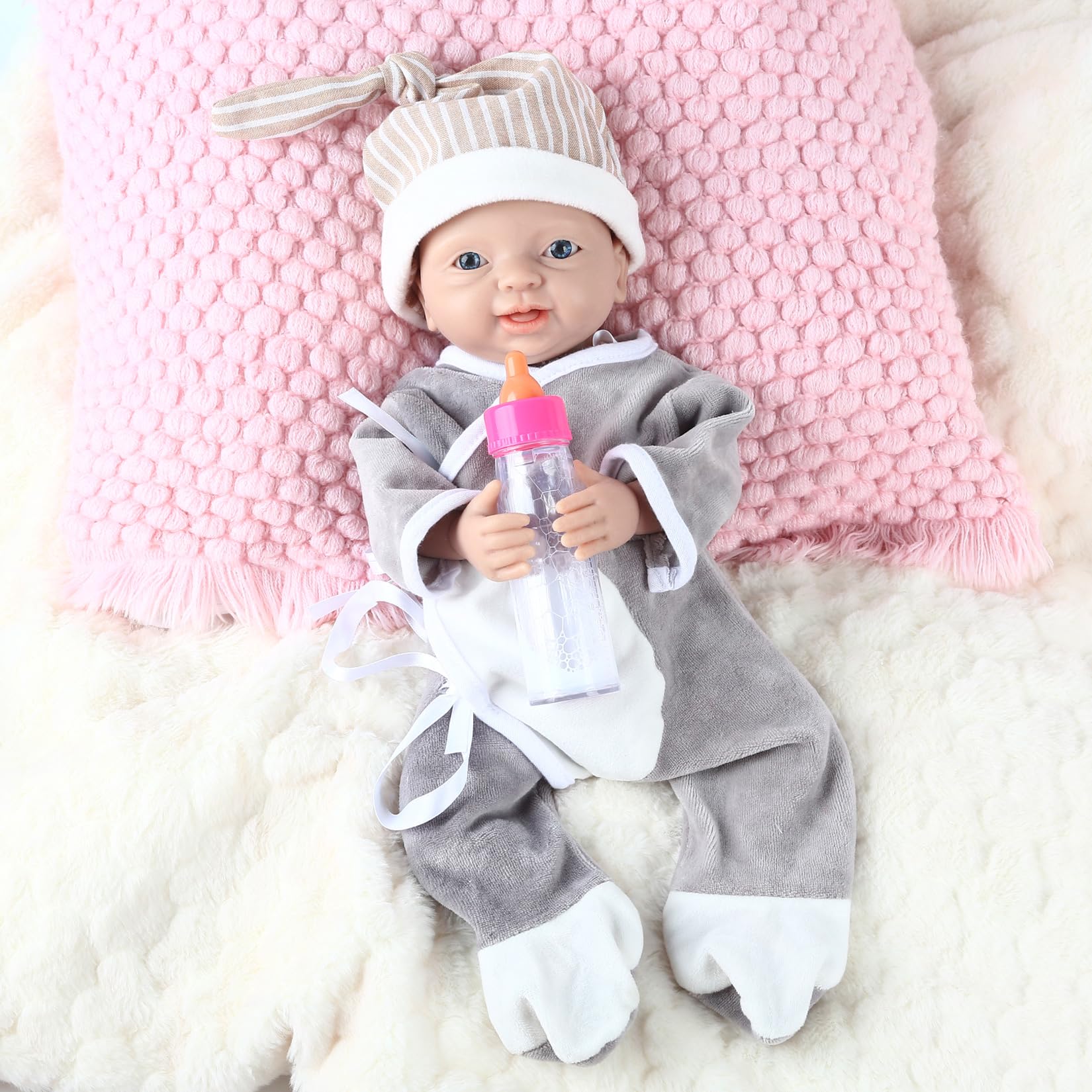 Vollence14 inch Silicone Reborn Baby Doll That Look Real Not Vinyl Dolls Lifelike Realistic Newborn Platinum Silicone Baby Dolls Anti-Stress My Melody for Kids Children Birthday Christmas Toys Gifts