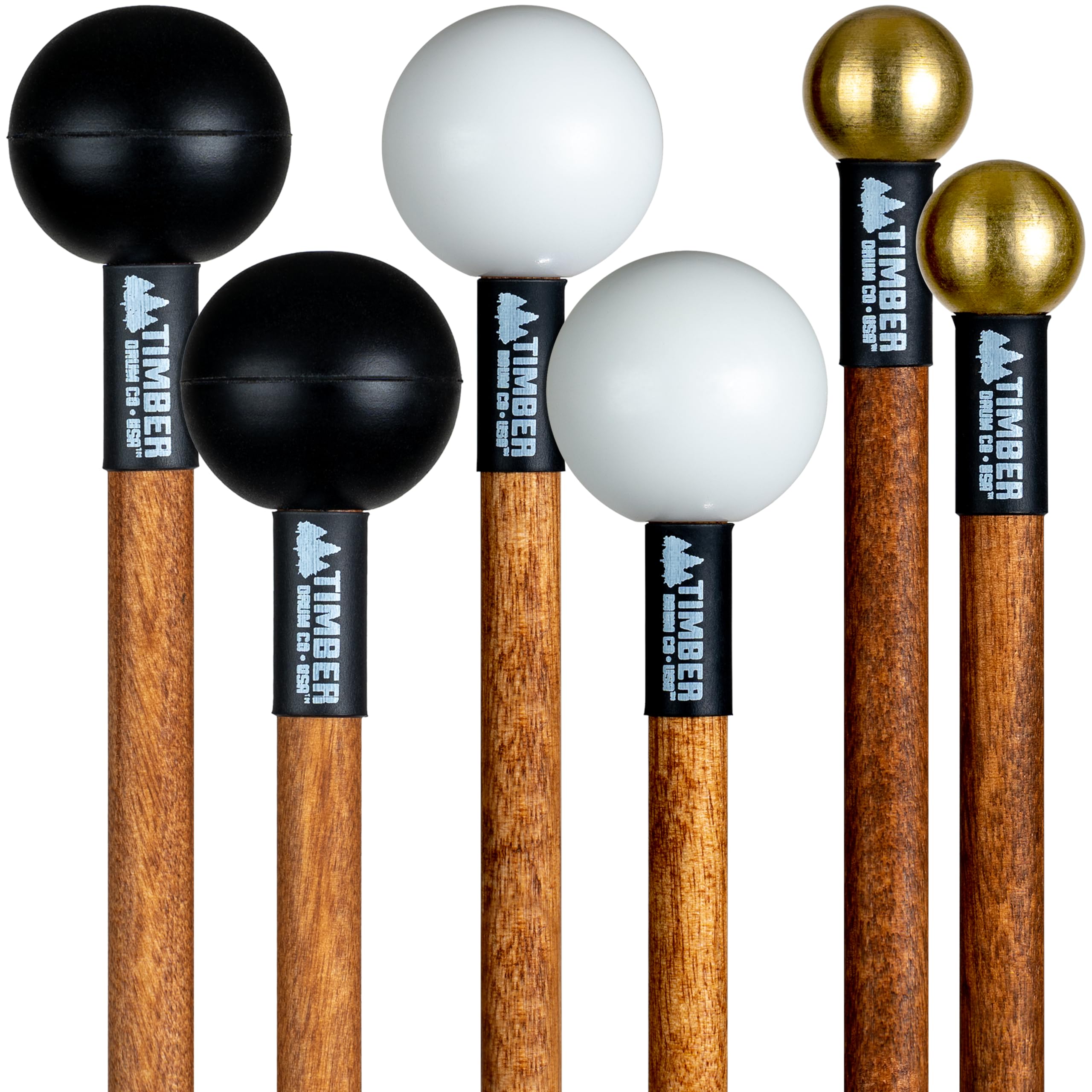 Timber Drum Company Combo (Hard Poly, Soft Rubber and Brass) Mallets (T10C)