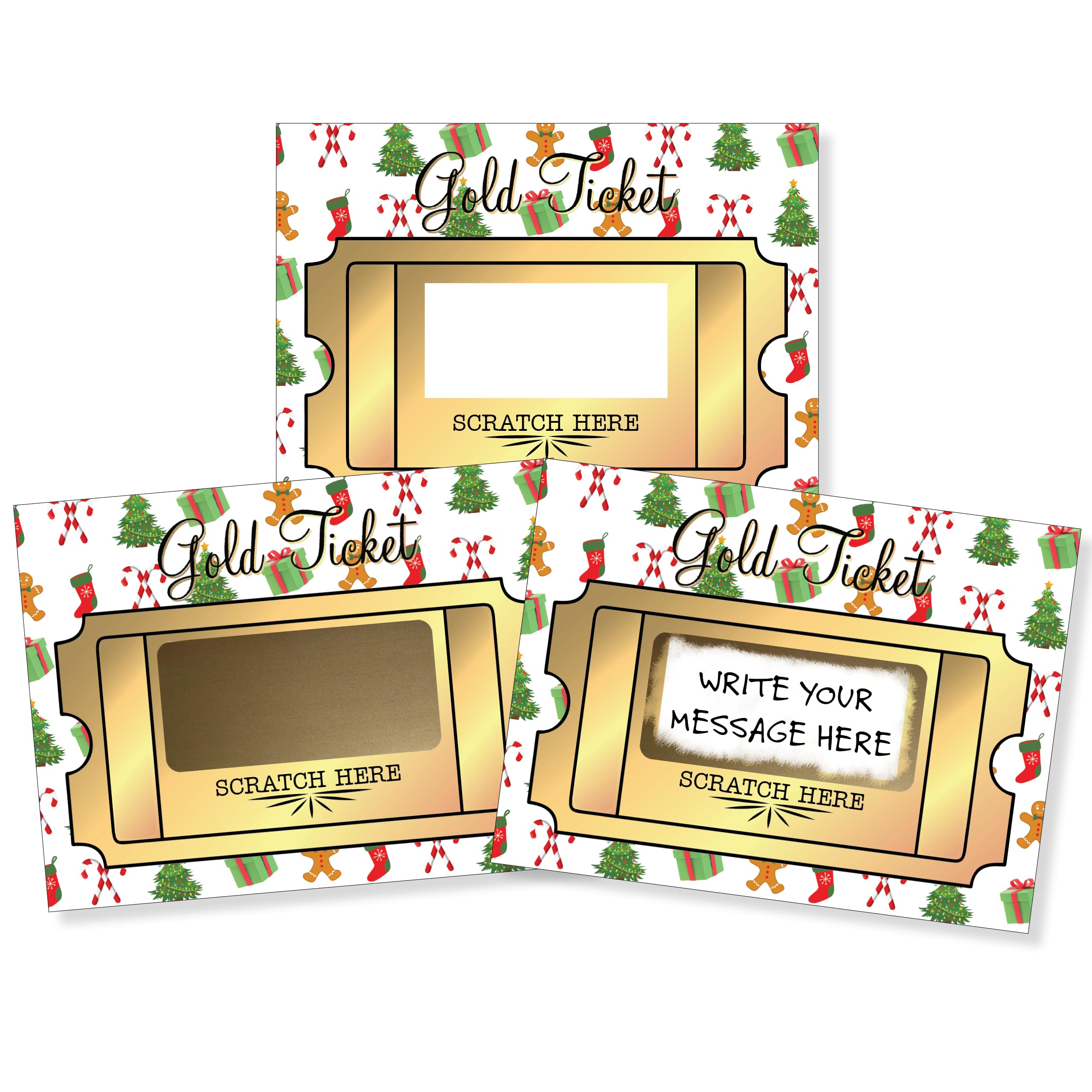 My Scratch Offs – 20 Pack Gold Ticket Classic Collage DIY Scratch Off Cards, 3x4-Inch, Customizable DIY Holiday Message Cards for School, Office, and