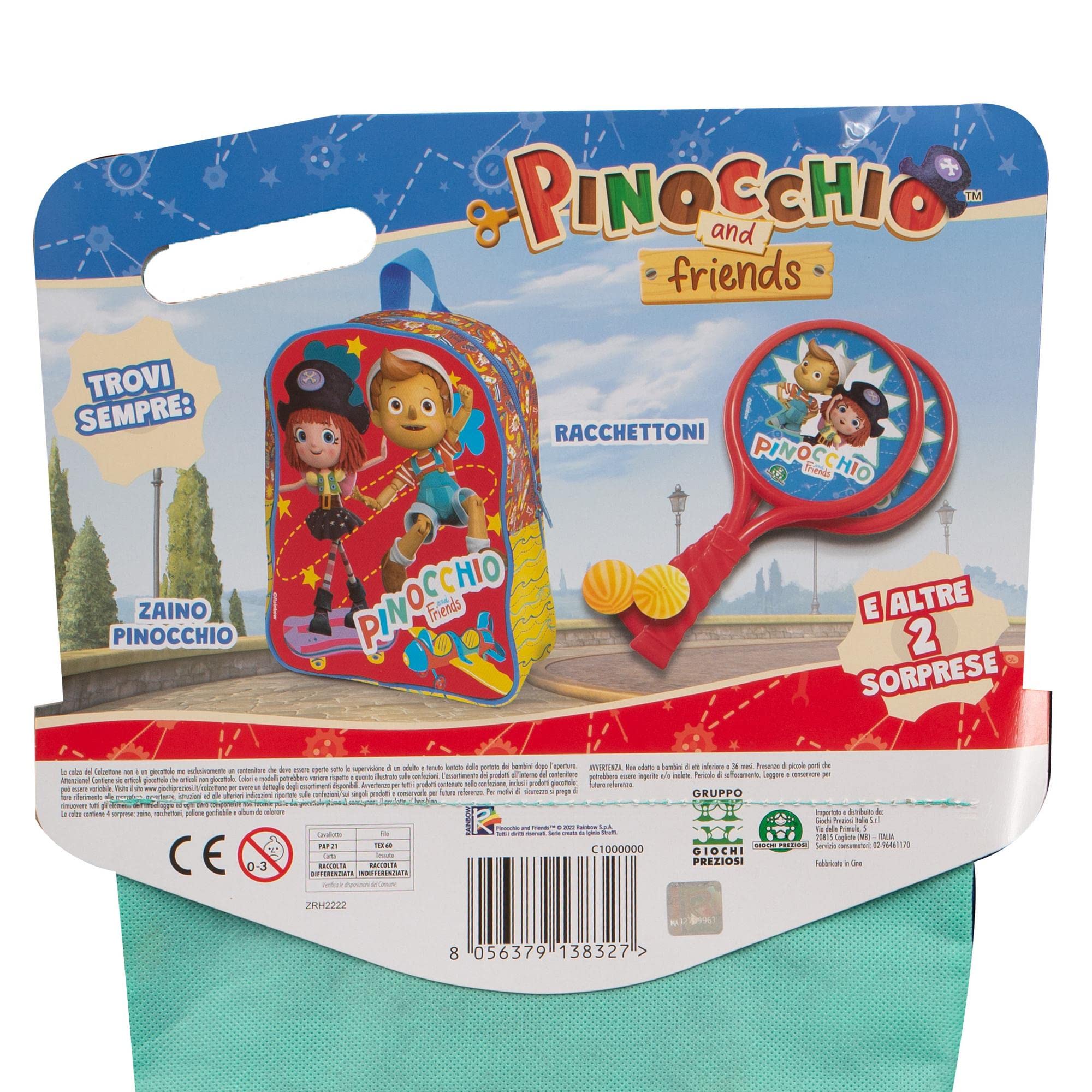 Giochi Preziosi Socken 2023 - Die Original und Bunte Socke der Befana mit Überraschung von Pinocchio '23 and Friends, für Kinder ab 3 Jahren, C1000000