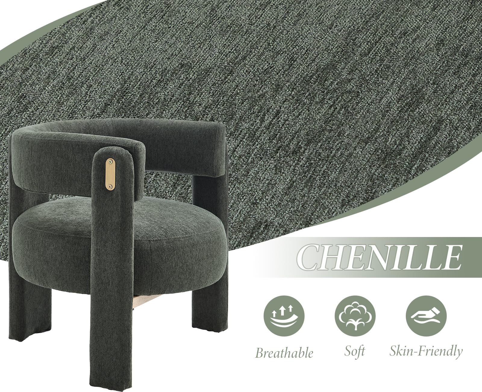 Chairus Chenille Sessel Grau - Moderner Loungesessel Mit Metallbeinen Für Wohnzimmer