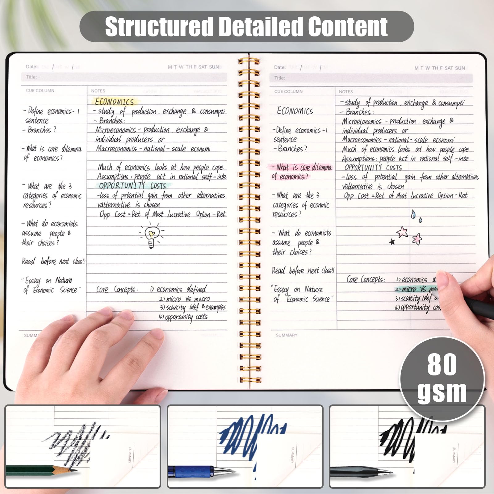 Snapklik.com : Cornell Notes Notebook, College Ruled Spiral Notebook B5 ...