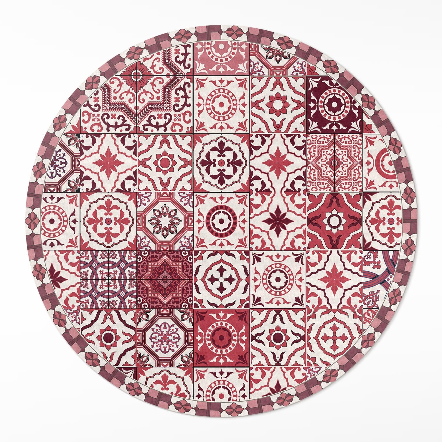 Tapis vinyle de sol durable et élégant ø140 cm mosaïque de carreaux pour maison