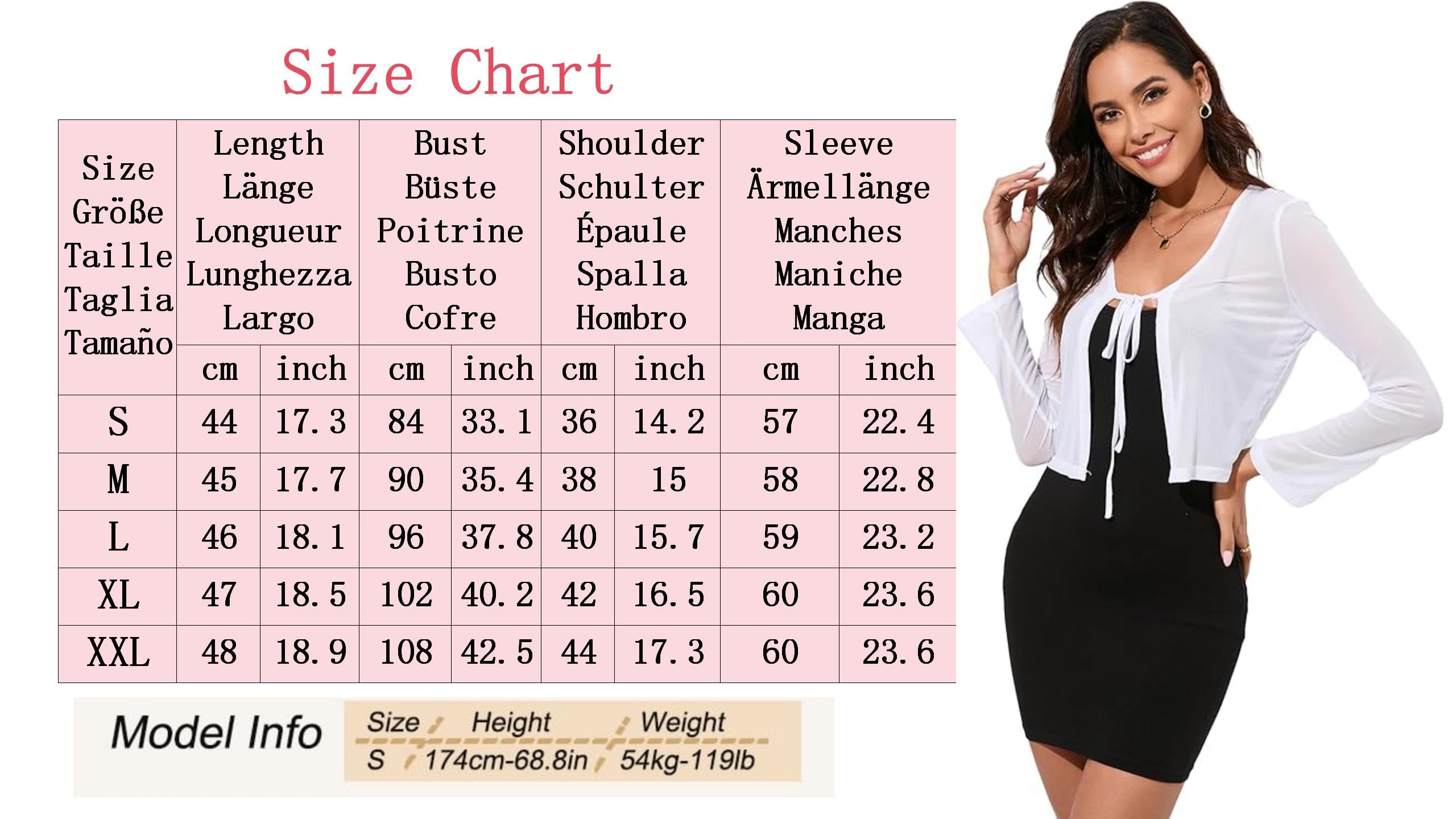 Damski kardigan Bolero Sheer Shrug wiązany z przodu lekki rozciągliwy długi rękaw letnia okrycie S-2XL