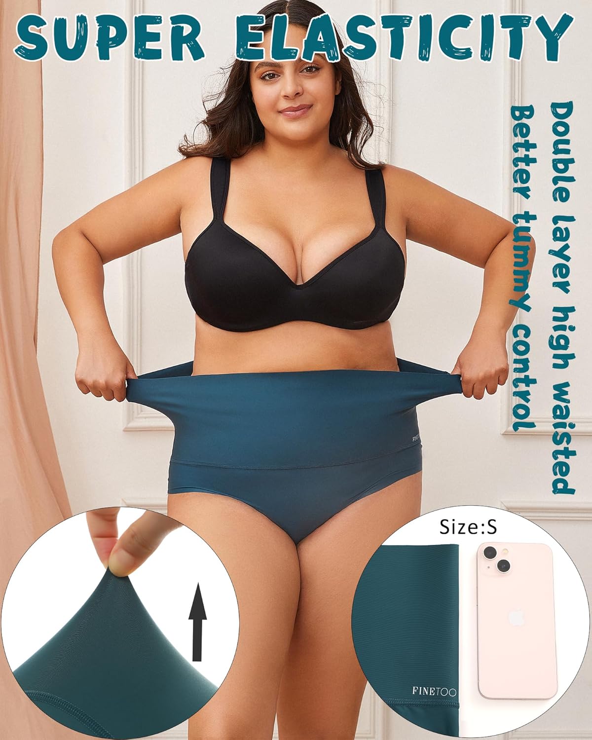 FINETOO Light Tummy Control Underwear Women High Waisted Briefs Plus Size Shapewear Under Dress Ladies Panties S-XXXL - Image 3