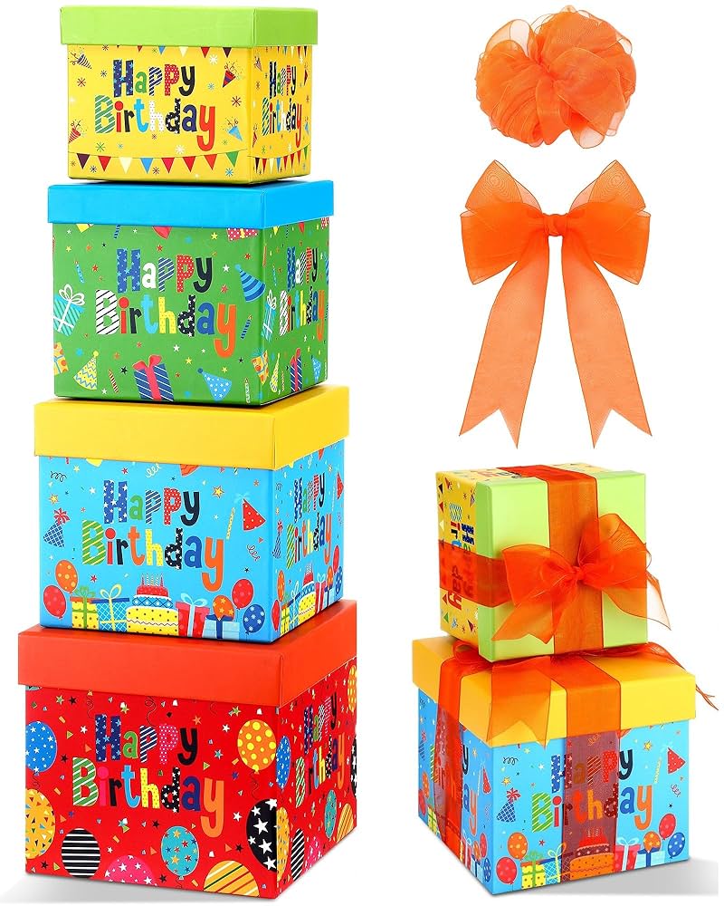 BD付きカラバリ サプライズ GiftBox Amazon.com : Dispowreath 4 Pcs Birthday Gift Boxes with Lids