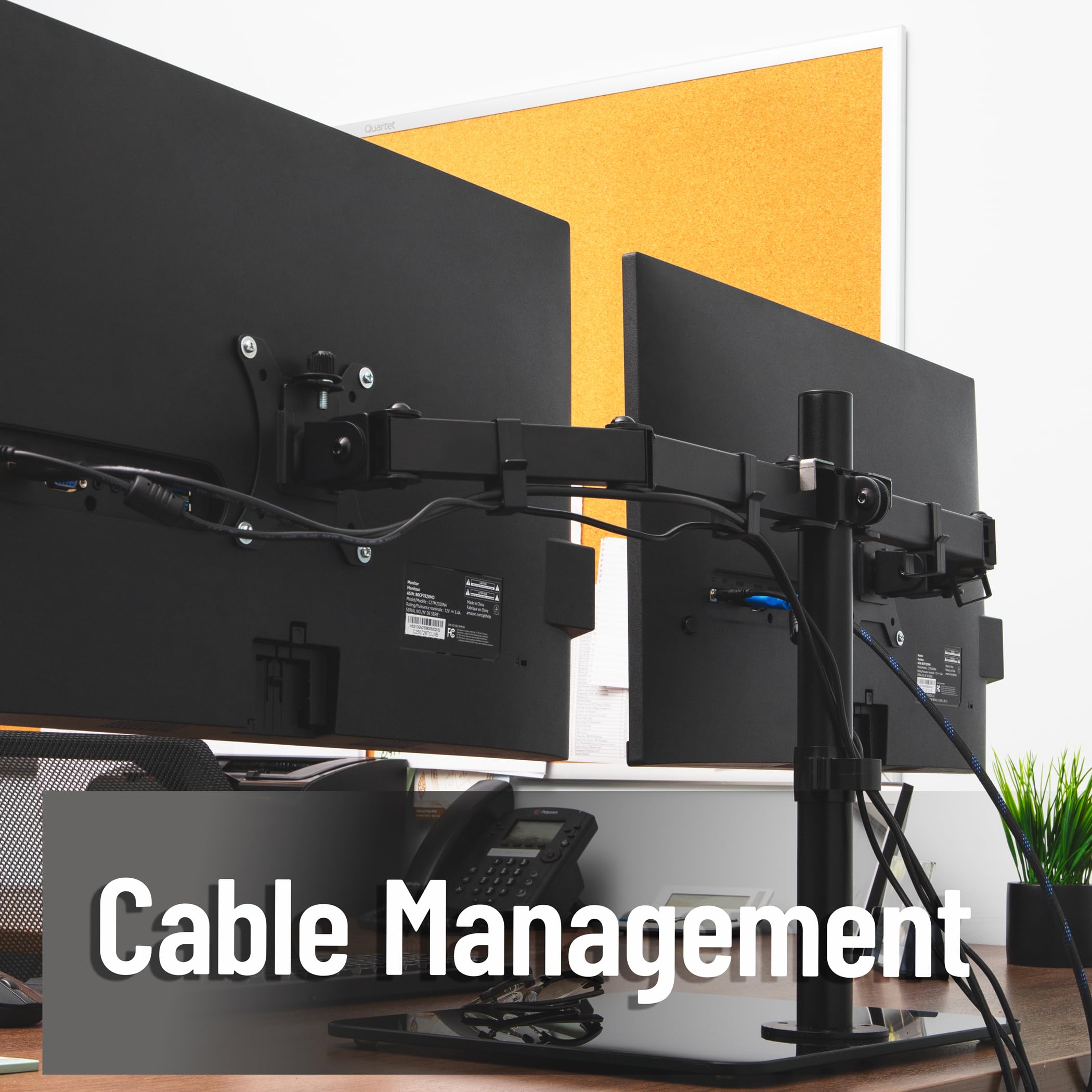 Mind Reader Supporto da scrivania per doppio monitor da 13"-32", VESA 75x75/100x100, movimento completo con rotazione di 180°, orientabile a ±90°, inclinazione ±45°, portata fino a 8 kg ciascuno
