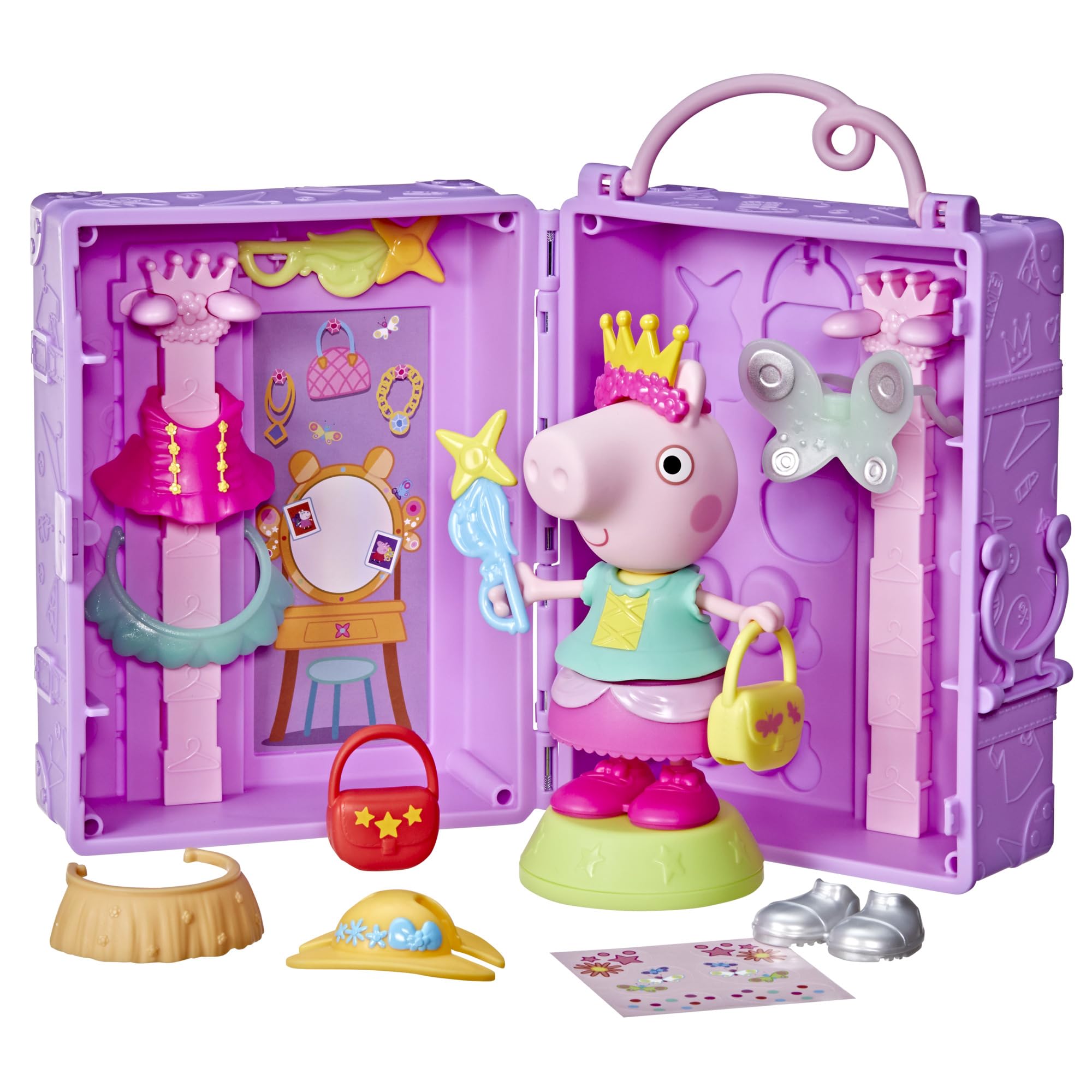 Peppa Pig Hasbro, Armario de Peppa, Juegos para Niñas y Niños de 3 Años o Más, Accesorios de Casa de Muñecas, Inventar Historias, Ropa y Alas de Hada, Idea de Regalo Creativo