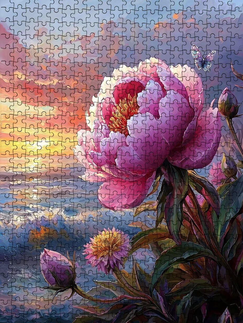 Puzzle 2000 Teile Erwachsene, Rosa Blumen Schmetterlinge Jigsaw Puzzle 2000 Teile, Impossible Klassische Puzzles, Komplex Herausfordernd Puzzles, Familie Spiele, Wanddekoration Geschenke BXHZW2-254