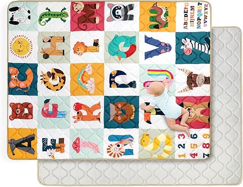 Tapis de Jeux Bebe Pliable, Épaissi 2cm Tapis d'eveil Bebe 150×180cm, Lavable en