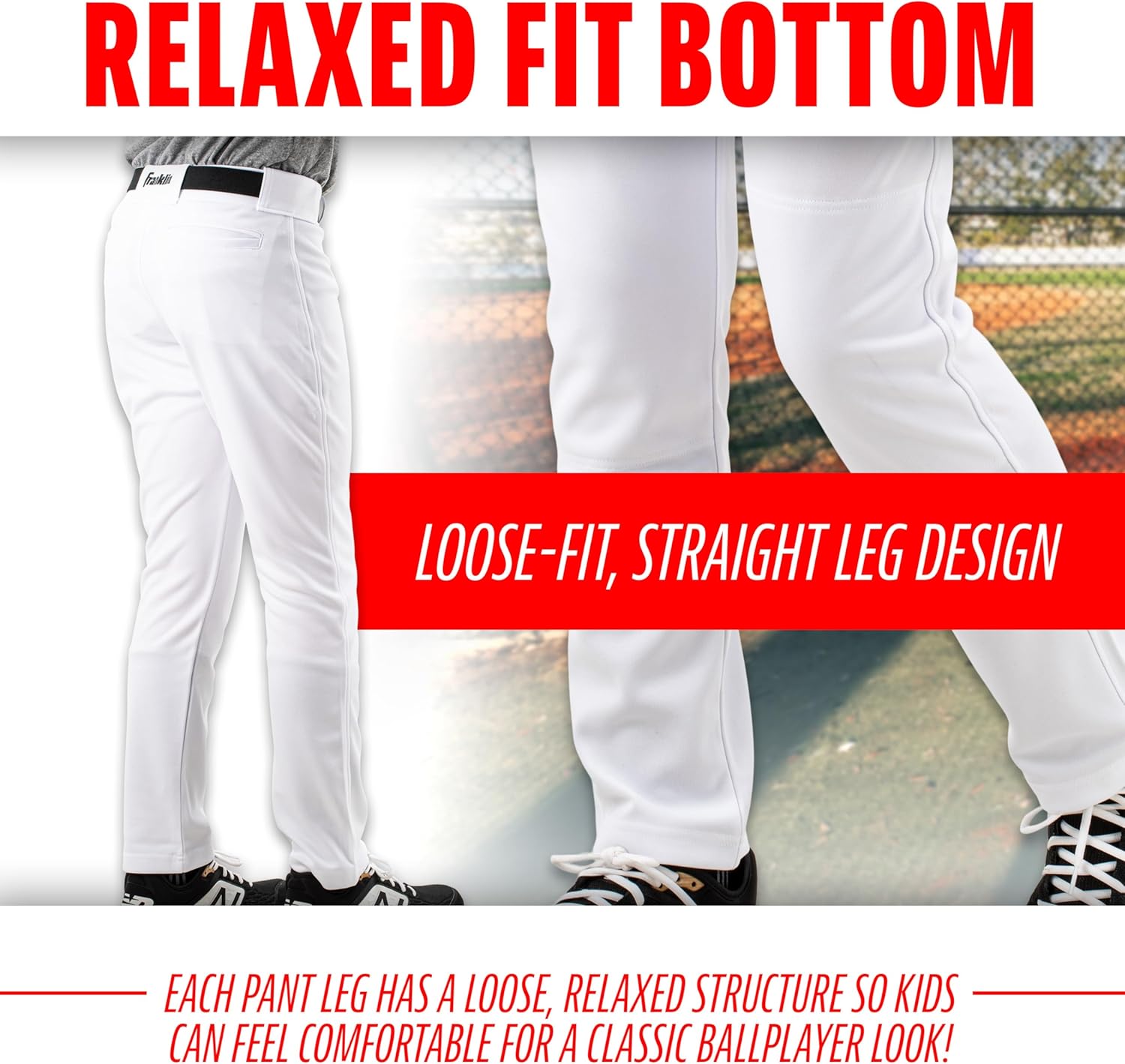 Franklin Sports Youth Baseball + Softball Pants - Relaxed Style Kids Pants for Boys + Girls with Belt Loop