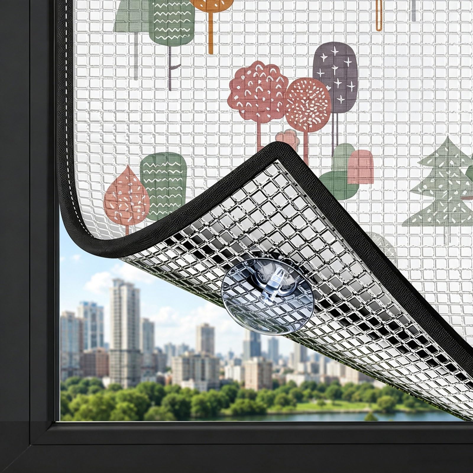 Sun Blocking Aluminum Foil Insulation Window Film Anti-UV Aluminum Foil Sun Blocking Privacy Window Film with Suction Cups Easy to Install for Bedroom Balcony Sunroom(B1,50x100cm (20x39in))