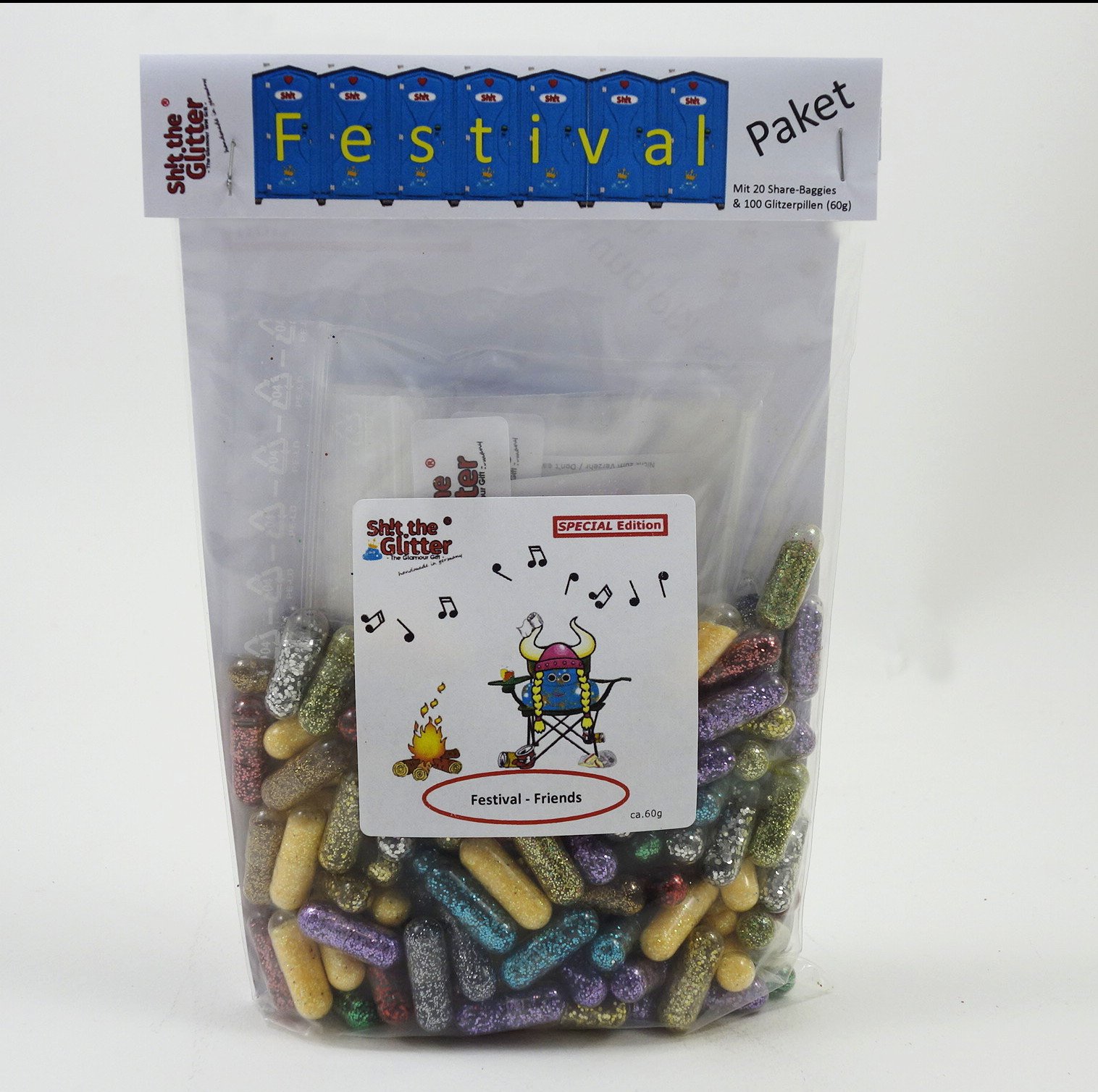 Shit The Glitter - Pilules Pailletées (8 Pièces) - Cadeau Humoristique, Fête, Effet Glamour - 2