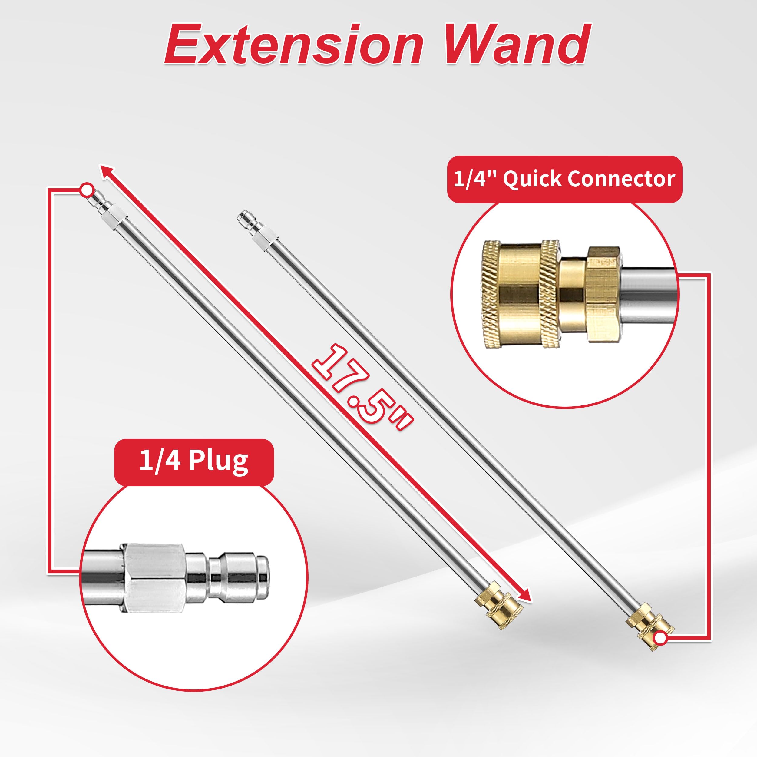 Tool Daily Limpiador de superficies de 18 pulgadas para lavadora a presión con 4 ruedas, accesorio de lavadora eléctrica de entrada con 2 varitas de extensión y 2 boquillas de repuesto, 3600 PSI,