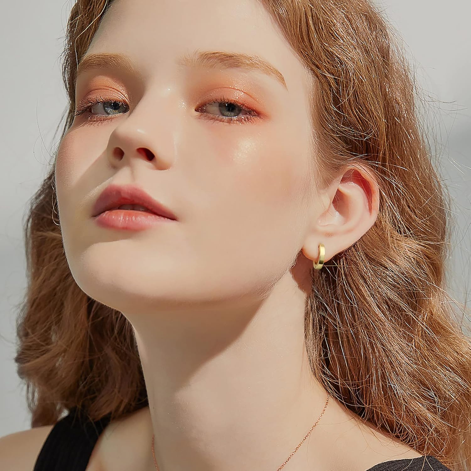 micuco Small 14k Gold plated Hoop Earrings for Women 14K Gold Plated Huggie Hoop Earrings - Image 3