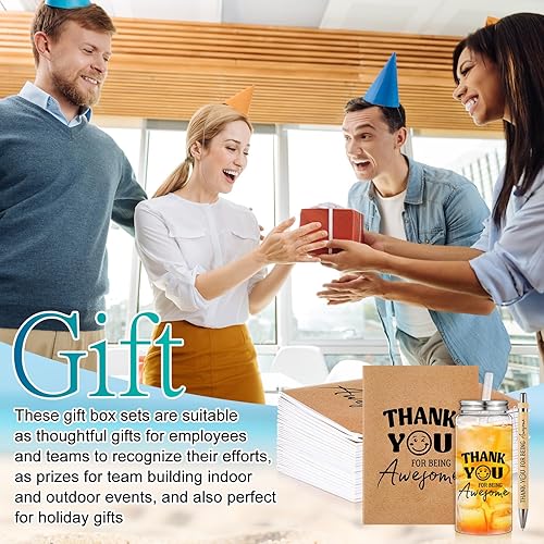 Miniatura 8 de Skylety 72 piezas de regalos de agradecimiento para empleados al por mayor, 399ml de vasos transparentes con tapas, pajitas, cuadernos de espiral,