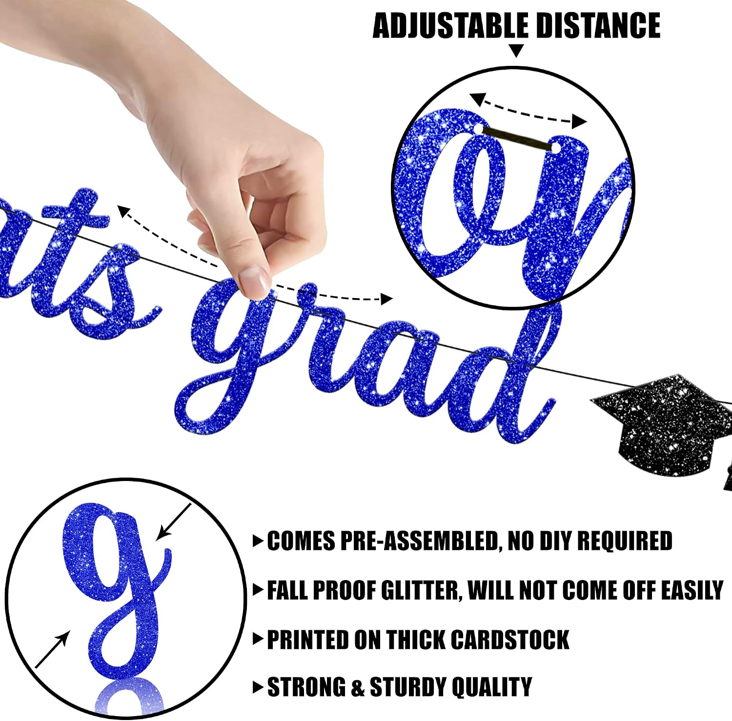 KatchOn, Glitter Congrats Grad Banner - 10 Feet, Pre-Strung | Grad Garland Class of 2026 | Congratulations Graduate Banners 2026 | Graduation Party Decorations | Graduation Decorations 2026