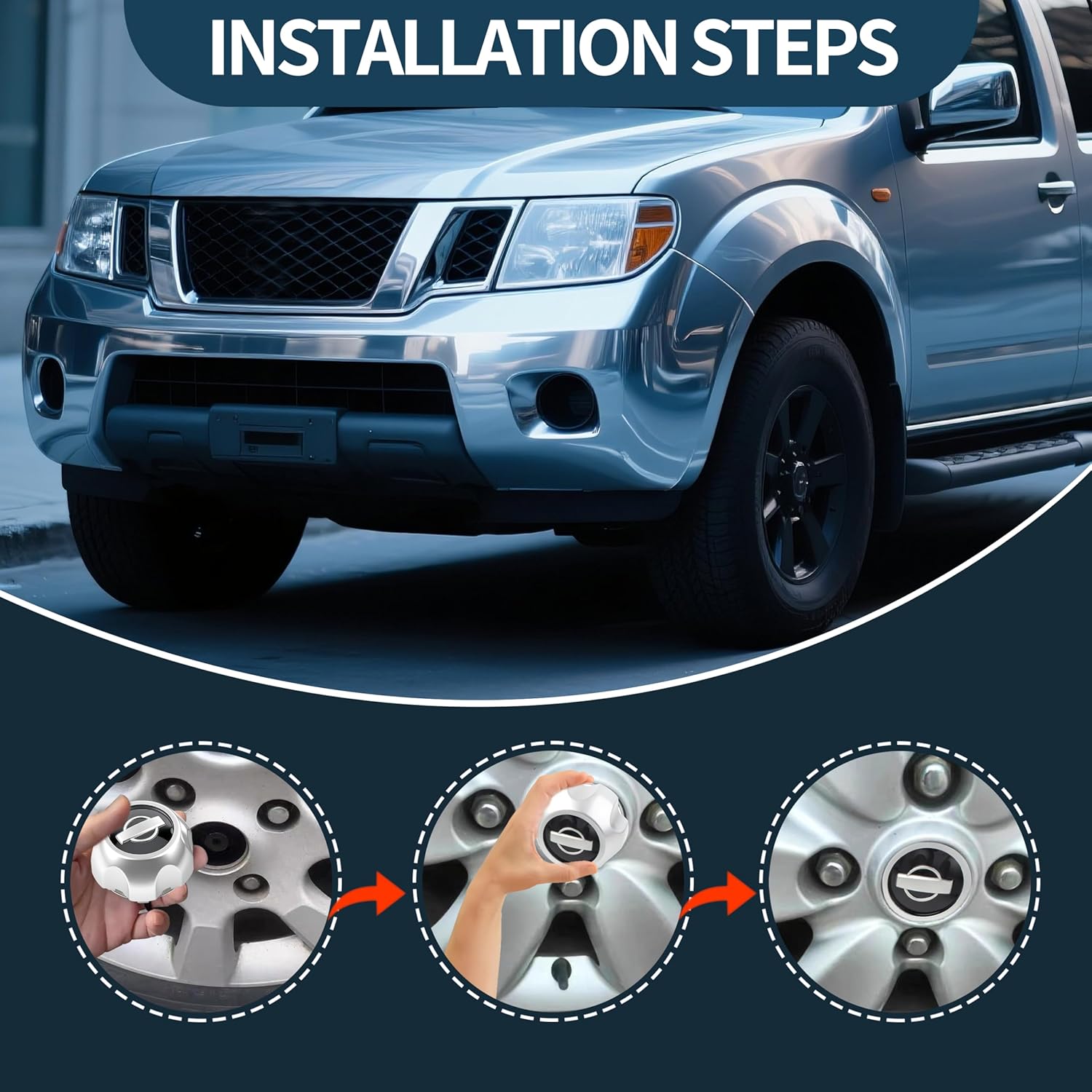 4pcs Silver Wheel Hub Center Cap Compatible with Frontier Xterra 00-04 16in 40315-7Z100