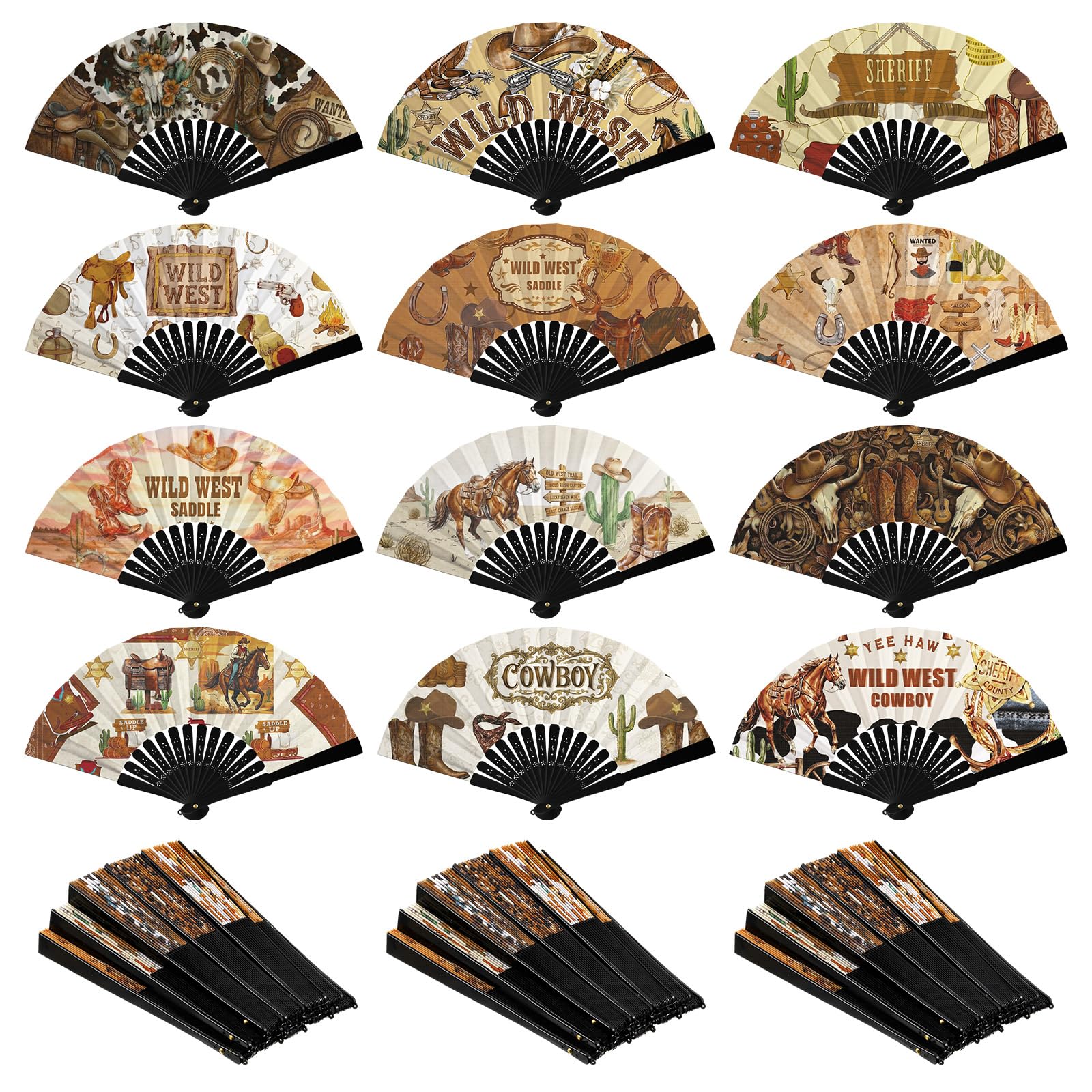Photo 1 of **Only 6**Qunclay Western Folding Fan 8.3 x 15 Inch