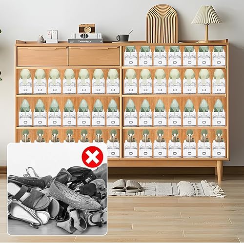 Miniatura 6 de Organizador de ranuras ajustables para zapatos, paquete de 6 apiladores transparentes para zapatos, soporte para zapatos, ahorrador de espacio de