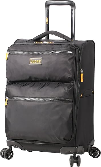 review Lucas Ultra Lightweight Carry On - Softside 20 Inch Expandable Luggage - Small Rolling Bag Fits Most Airline Compartments - Durable 8-Spinner Wheels Suitcase (Black)
