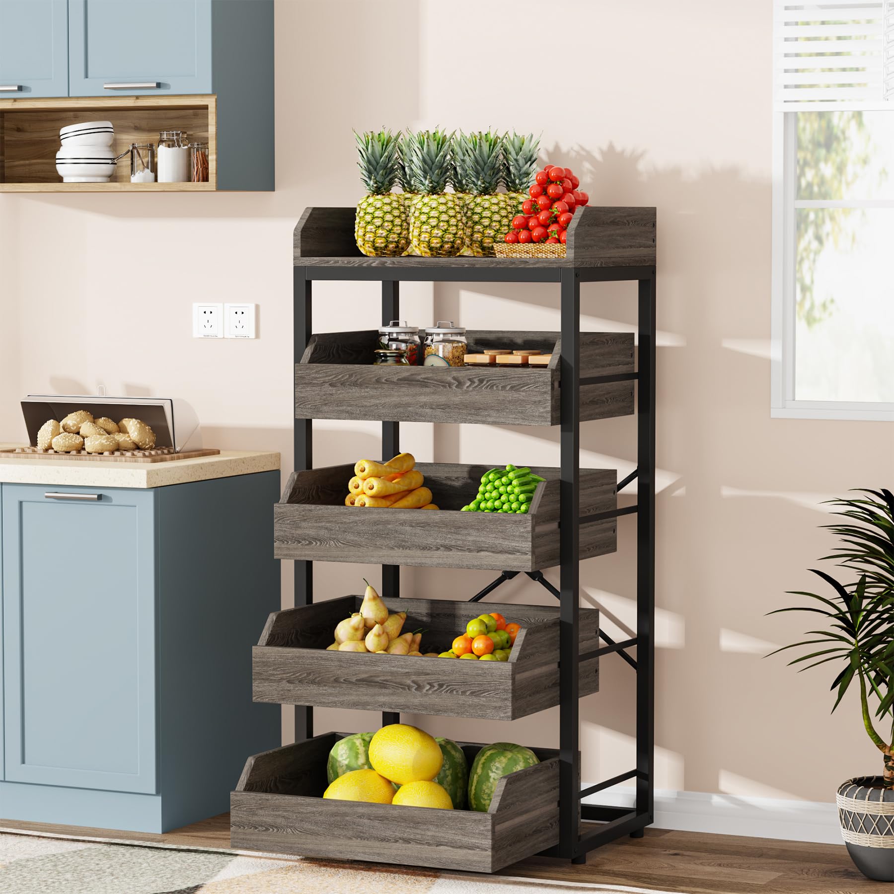 Amazon.com - Tribesigns Wood Fruit and Vegetable Storage Rack, 5