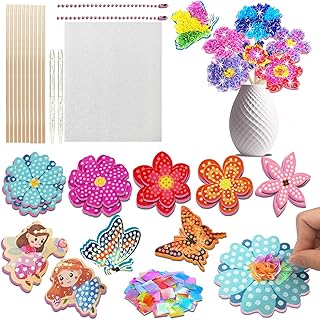 JRD&BS WINL DIY Art Set for Children, Poke-in Art Bouquet, Creative Activity for Children, Gift for Girls and Boys from 3 Years, Funny Fabric Art Decoration, Birthday Gift (Bouquet)