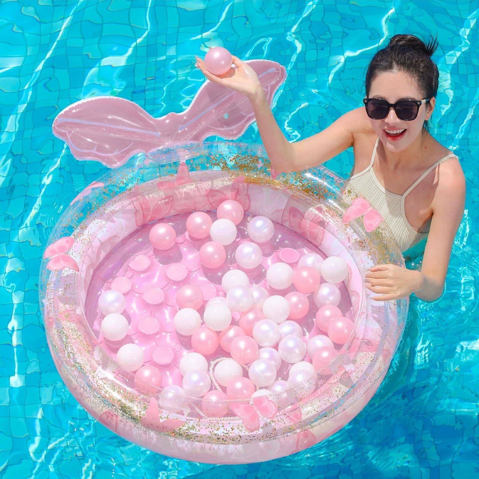 Radeau de piscine, chaise flottante gonflable, design circulaire, belle apparence, pour fête de piscine