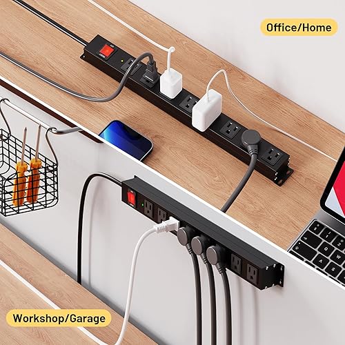 Miniatura 7 de KF Regleta protectora de sobretensiones resistente de 8 tomas, protección contra sobretensiones 2100J, regleta de alimentación de metal de 15A1875W