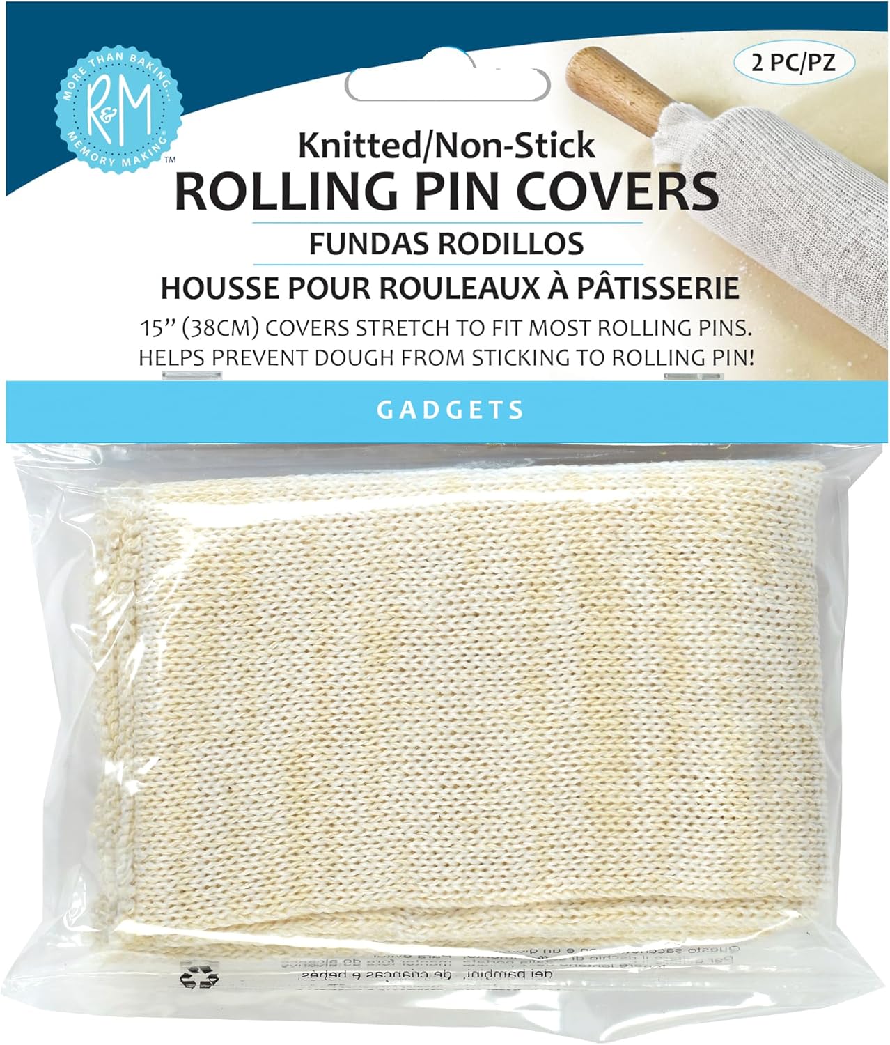 CybrTrayd Rolling Pin Cover (2 Pack), Beige