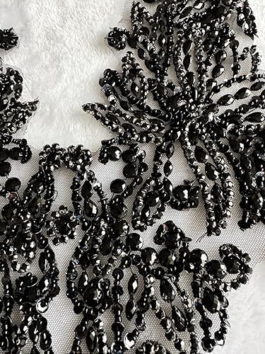 Miniatura 33 de Zbroh Parche multicolor de diamantes de imitación cosidos a mano, accesorios de manualidades para vestido de novia de niña, 14 x 20 pulgadas Champán