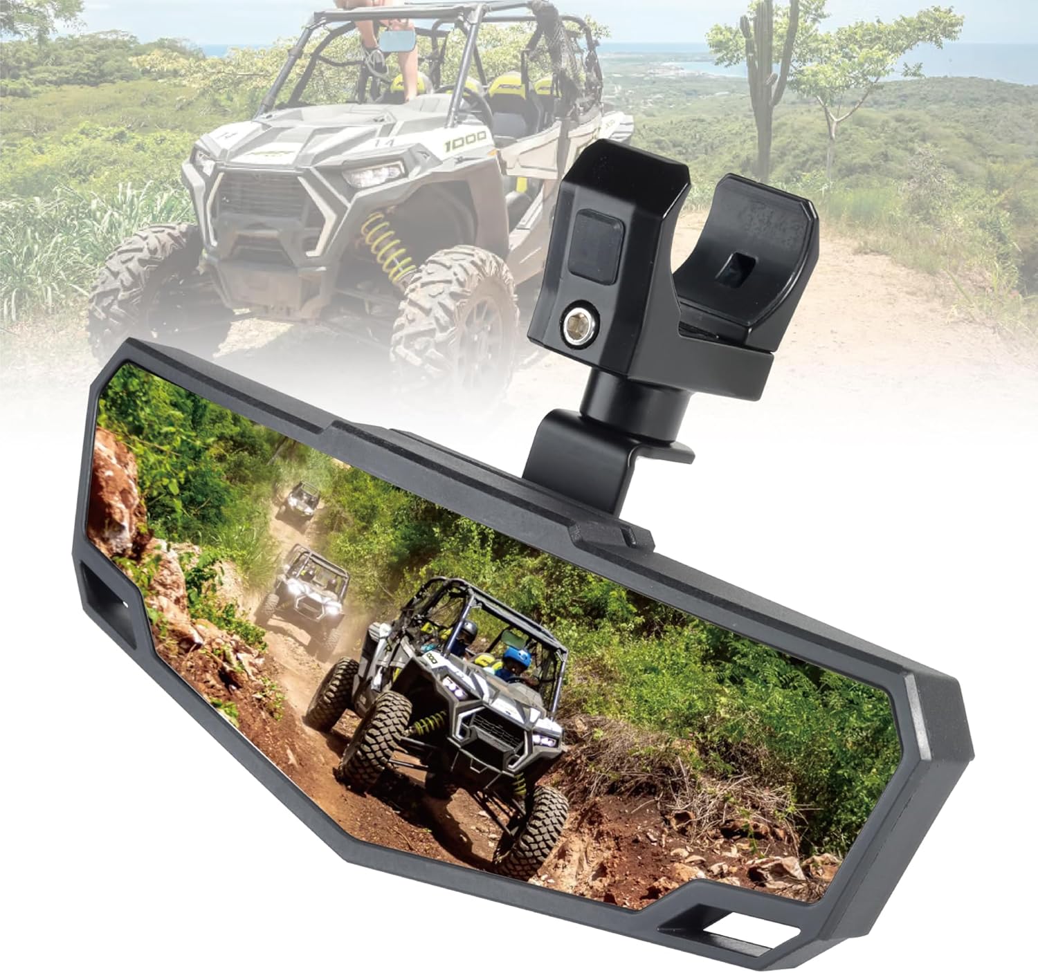 UTV Side Mirrors, Side By Side View UTV Mirror Fits 1.75"-2.0" Roll Cage, Compatible with Polaris Ranger and RZR, Can Am Defender X3, Honda Pioneer Talon SXS, Kawasaki Mule KRX (Side Mirror)