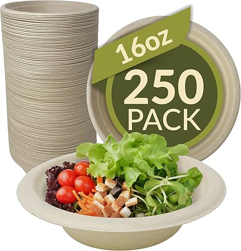 Miniatura 1 de Reli. Compostable Paper Bowls, 16 oz (250 Pack - Bulk)  Brown Paper Bowls, Disposable  Eco-Friendly, Heavy Duty Soup Bowl  Biodegradable, Sugar Cane