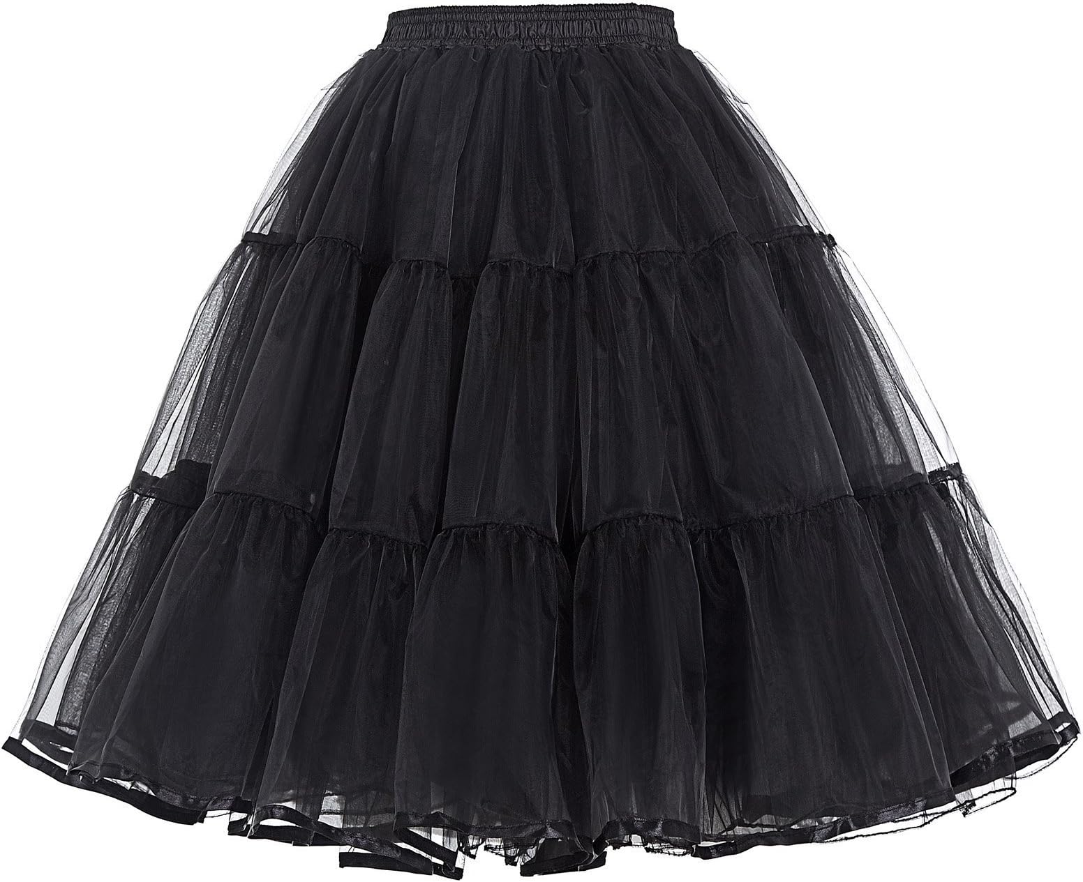 PAUL JONES Women's 50s Petticoat Skirts Tutu Swing Skirt Underskirts Black(XL)
