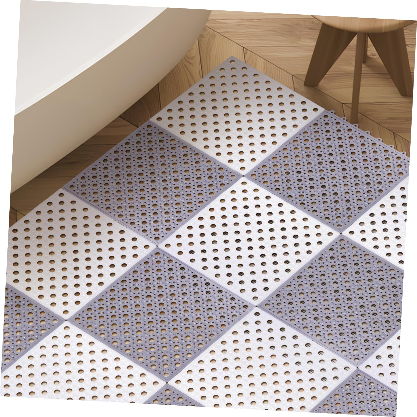 Tapis de douche antidérapant à drainage rapide | Amosfun 4 tapis de bain TPE anti-glisse