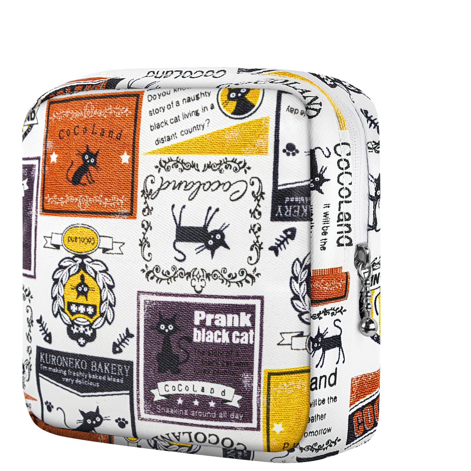 Likesing Period Bag Pouch, Canvas Sanitary Napkin Storage Bag for Girls Womens, Portable Sanitary Napkin Period Pad Pouch for Purse, Small Make Up