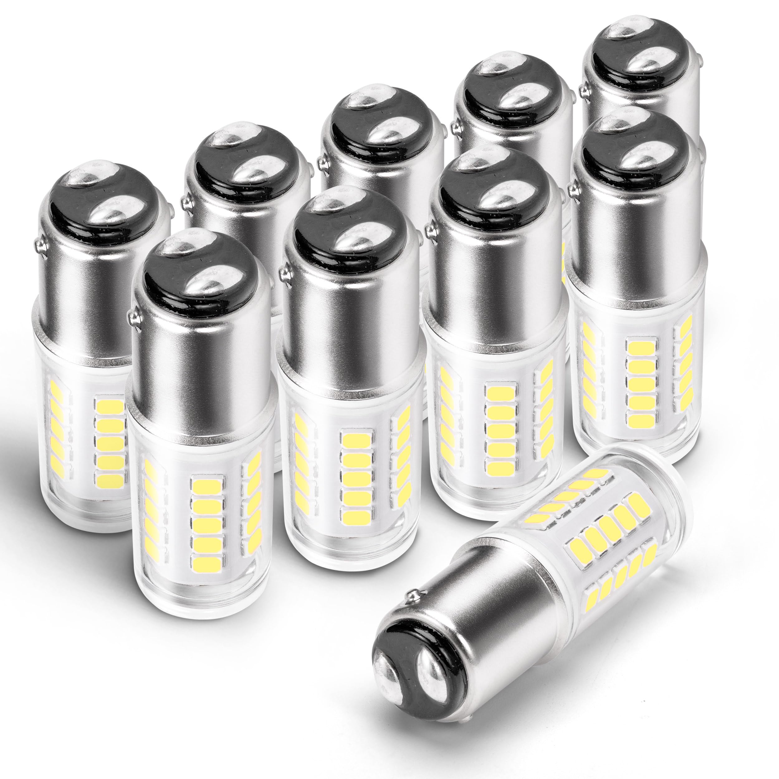 1142 1004 Ba15d LED Bulbs 12V-24V, Double Contact Bayonet Base, 6000K White
