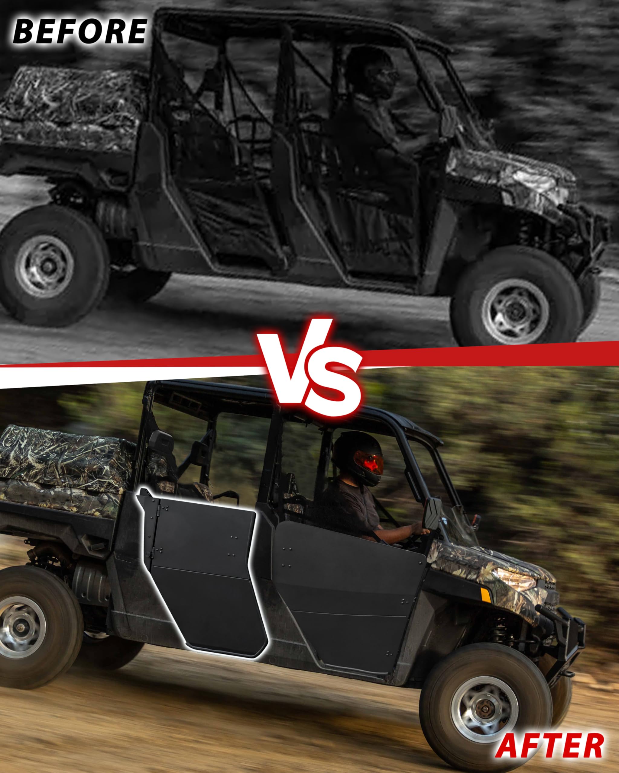 Amazon.com: POKIAUTO Rear Half Doors for Polaris Ranger Crew 1000
