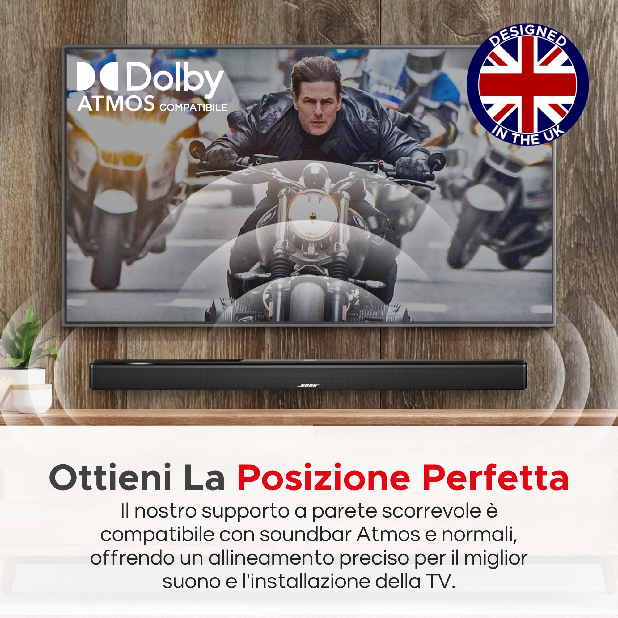 Soundbar Smart 300 500 550 600 700 900 Lifestyle Ultra Supporto da Parete per Bose 300/500/550/600/700/900 Ultra, Smart Sound Bar TV Speaker, Regolabile Supporto per Montaggio Sotto la TV, Nero