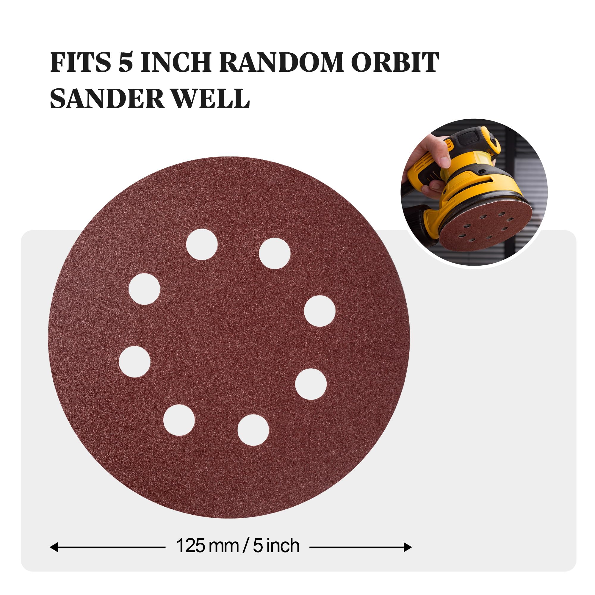 SATC Sanding Discs 100 Grit 72PCS Orbital Sander Discs 125mm Hook and Loop Round Orbital Sander Pads for Sanding - Image 4