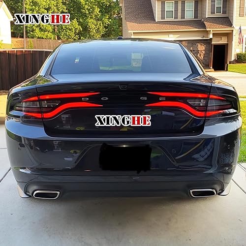 Miniatura 3 de Xinghe for Dodge Charger 2015-2023 Tail Light Race Track Bat Vinyl Overlay Decal Cover Gloss Black, for Dodge Charger Exterior Accessories,