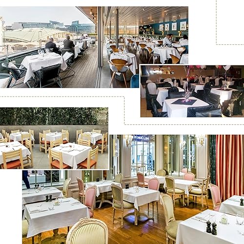 Miniatura 5 de FXKS Paquete de 8 manteles cuadrados de poliéster blanco de 52 x 52 pulgadas para mesas cuadradas o redondas, lavables, resistentes a las manchas y