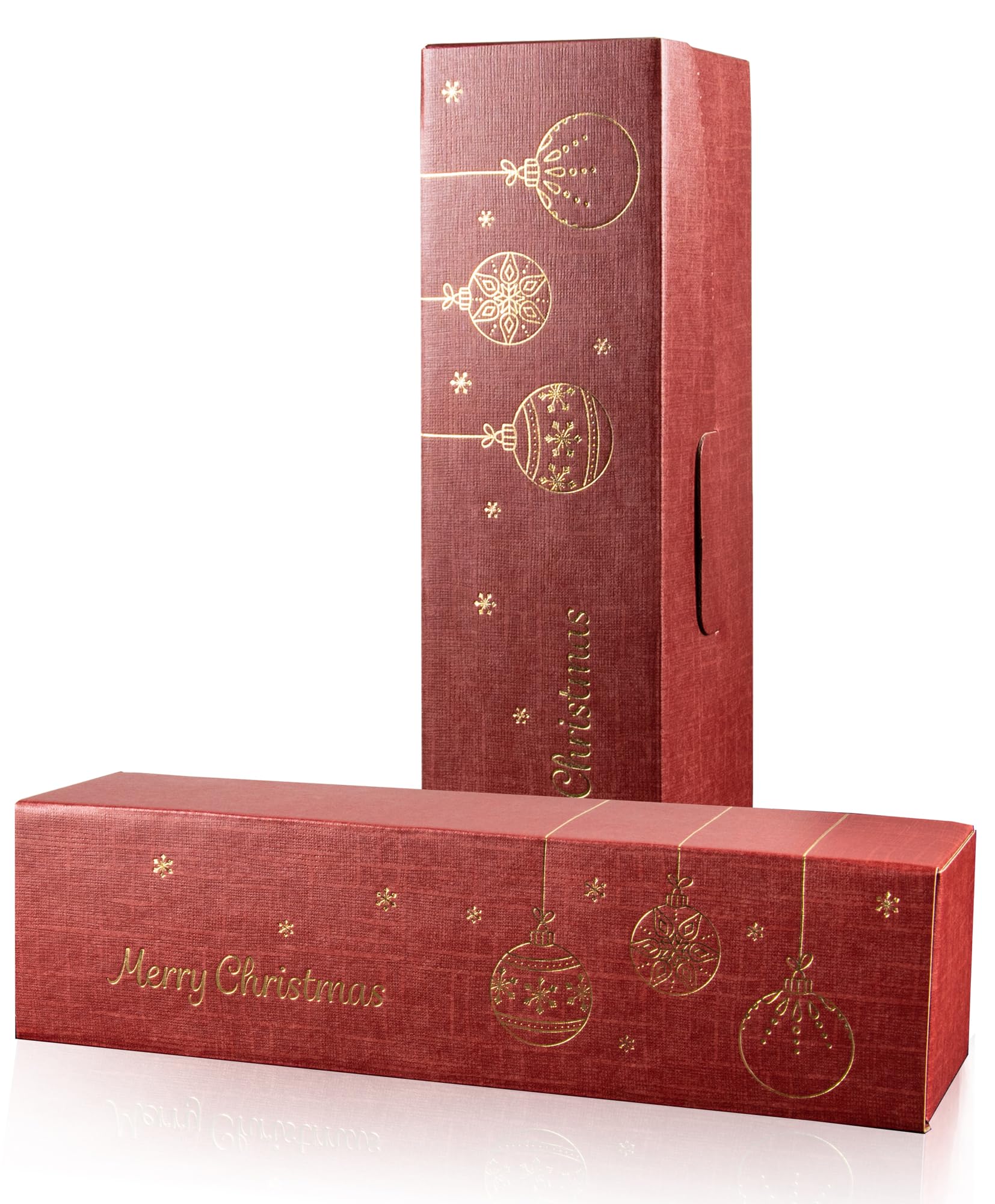 10x Wein Flaschen Geschenkkarton Weihnachten 1 Flasche - Rot & Gold, hochwertige Webstruktur